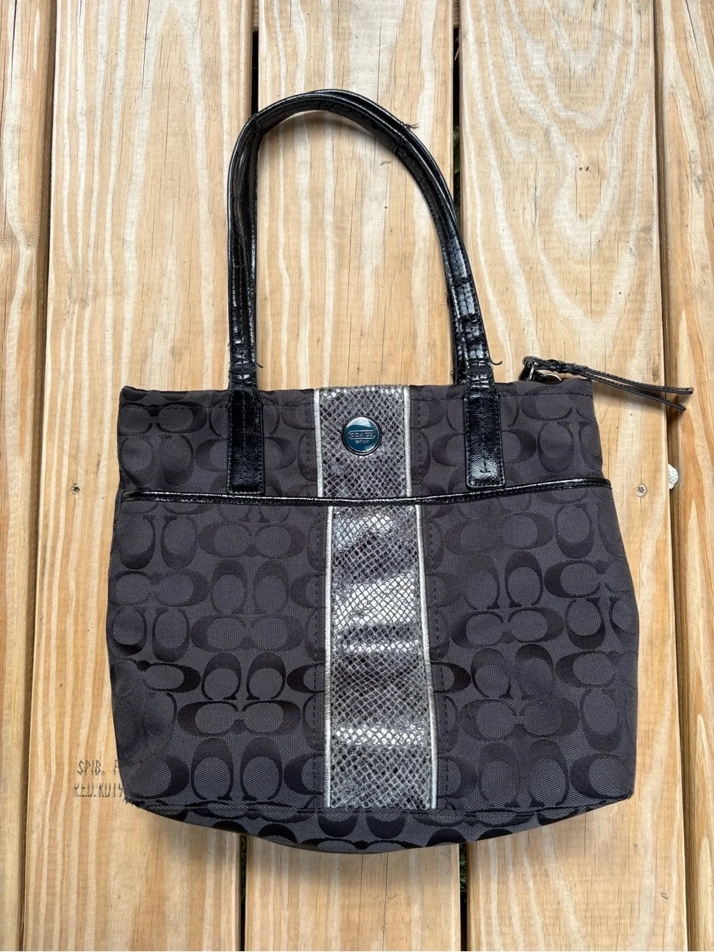 Coach Signature Python Stripe Black Purse